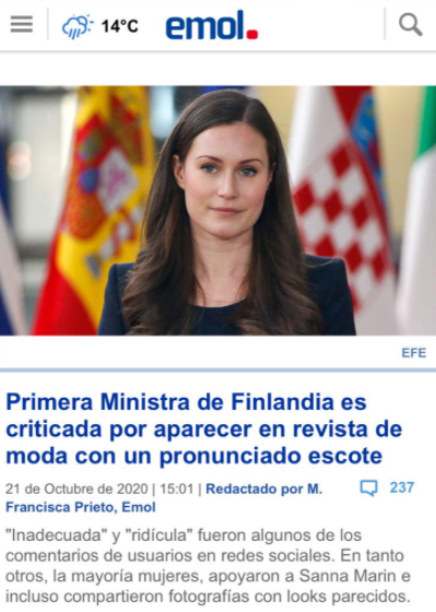 primer ministra finlandia portada de revista de moda marketing a la moda